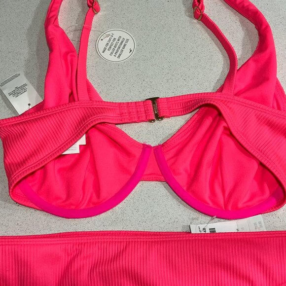Hollister Neon Pink Ribbed Bikini XLARGE &LARGE CURVY (different sizes) - Picture 6 of 13